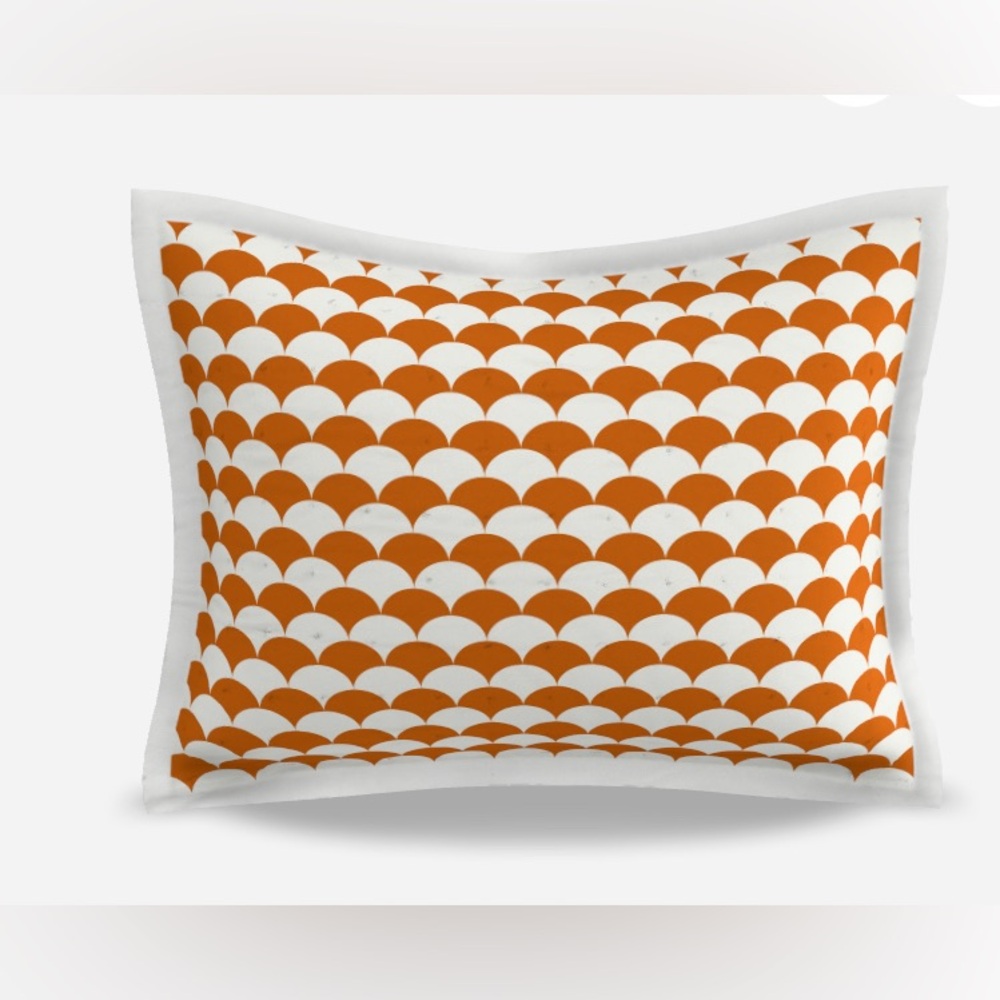 Crate&Kids Geo-Fan Kids Organic Terracotta Scallop Pillow Sham, 20"Wx26"D NWOT